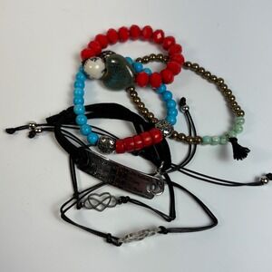 Bracelet Bangle Collection Lot Fashion‎ Vintage Y2K Boho Glass metal Leather